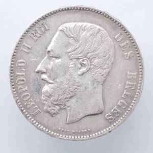 1873 5 Francs, 90% Silver, 22.5 g Actual Silver Weight