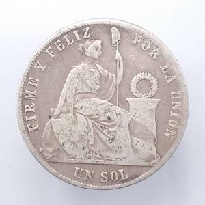 1873 Peru 9 Decimos, 90% Silver, 22.5 g Actual Silver Weight