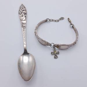 Sterling Silver Spoon & Bracelet, 47.1 grams