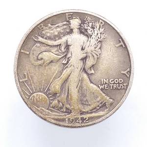 1942 Walking Liberty Half Dollar, 90% Silver