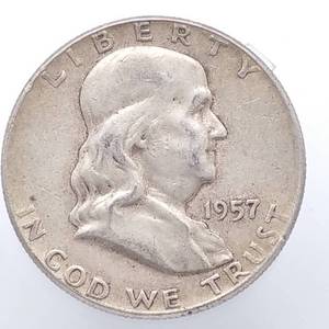 1957 Franklin Half Dollar, 90% Silver