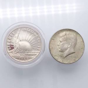 1986 Liberty Half Dollar & 1965 Kennedy Half Dollar