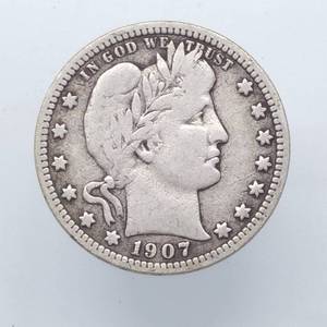 1907-S Barber Quarter, 90% Silver