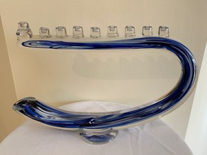 Beautiful Art Glass Menorah