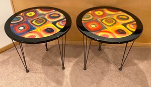 Pair of Contemporary Style Bright Colored Accent Tables