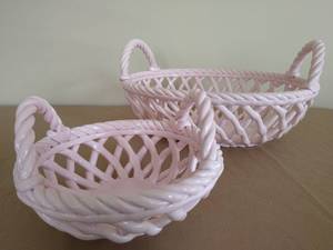 lot 35 image: Two Pink Ceramic Baskets
