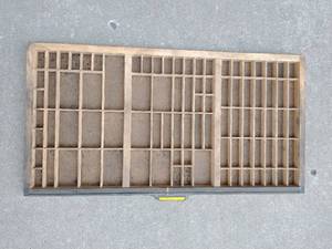 lot 99 image: Vintage Wood Printers Drawer Letterpress Shadowbox Typeset