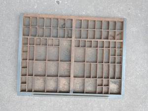 lot 101 image: Vintage Wood Printers Drawer Letterpress Shadowbox Typeset