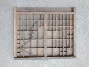 lot 102 image: Vintage Wood Printers Drawer Letterpress Shadowbox Typeset
