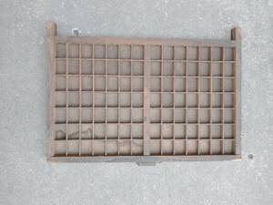 lot 103 image: Vintage Wood Printers Drawer Letterpress Shadowbox Typeset