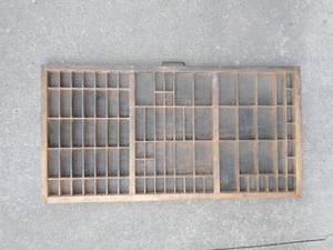 lot 105 image: Three Vintage Wood Printers Drawer Letterpress Shadow Typeset