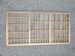 lot 106 image: Three Vintage Wood Printers Drawer Letterpress Shadow Typeset