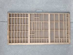 lot 107 image: Three Vintage Wood Printers Drawer Letterpress Shadow Typeset