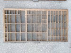 lot 112 image: Five Vintage Wood Printers Drawers Letterpress Shadowbox Typeset