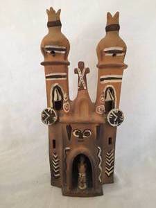 lot 131 image: Clay Temple and Four People Figures