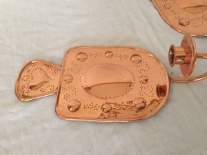 lot 133 image: 2 Ornate Copper Wall Mount Candle Holders