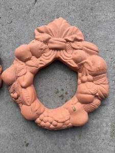 lot 206 image: 3 Clay Wall Mount Wreaths