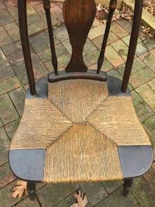 lot 208 image: Single Wooden Chair with Woven Seat
