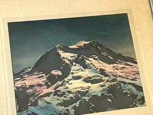 lot 26 image: Beautiful 1940s Hand Tinted Framed PhotographMount Rainier