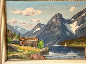 lot 32 image: Framed Scenic Oil on Board Artwork