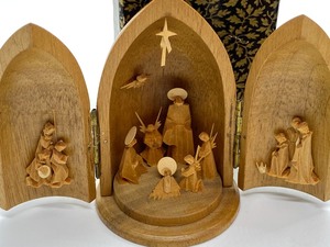 lot 41 image: Two Miniature Wooden Nativity Dioramas