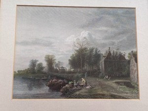 lot 95 image: Vintage Framed Hand Colored Antique Print in Gorgeous Frame