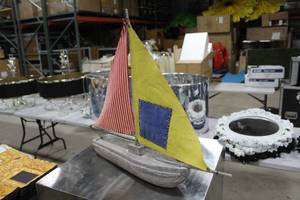 lot 33 image: Sailboat Table Dcor Yellow 23Lx4Wx18H