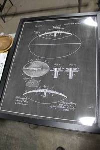 lot 34 image: Football Patent Design #723,606 Mar 24 1903 Framed Wall Art 1THx26Wx32H