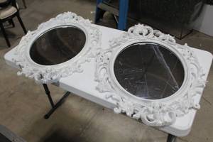 lot 20 image: Lot of (2) Ornate Framed Wall Mirror White 33Wx23H