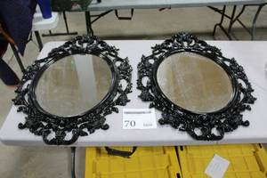 lot 70 image: Decorative Frame Wall Mirror Black 33Wx23H
