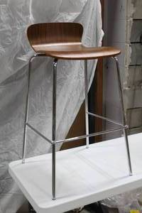 lot 68 image: Metal Stool with Curved Wood Seat 18Wx18Dx35H