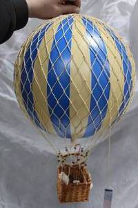 lot 128 image: Authentic Models Royal Aero Hot Air Balloon Basket Dcor Blue (in box)