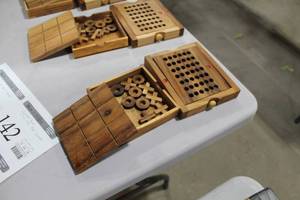 lot 144 image: Lot of (2) Wood Board Games - Connect Four, Tic Tac Toe