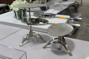 lot 181 image: Lot of (2) Metal Pedestal Display Silver