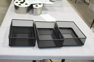 lot 185 image: Lot of (3) Metal Bin Black 9Lx6Wx3H
