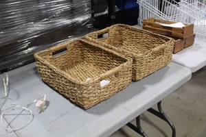 lot 188 image: Lot of (2) Wicker Bin 17Lx12Wx6H