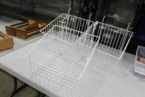 lot 190 image: Lot of (3) Metal Wire S-Hook Hanging Bin White
