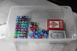 lot 192 image: Games - Playing Card Deck (x2), Multicolor Dice (x60)