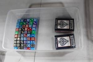 lot 195 image: Games - Playing Card Deck (x2), Multicolor Dice (x60)