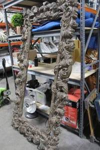lot 203 image: Wood Frame with Carved Leaves 48Wx90H