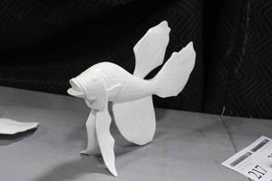 lot 217 image: Fish Statue Table Dcor White 17Lx5Wx13H