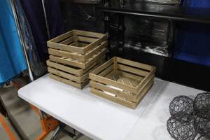 lot 221 image: Wood Crate Tan 13Lx13Wx6H