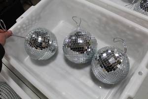 lot 233 image: Lot of (3) Disco Ball 6D  with Hanger (in bin)