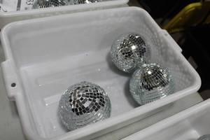 lot 235 image: Lot of (3) Disco Ball 6D  with Hanger (in bin)