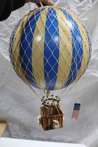 lot 251 image: Authentic Models Royal Aero Hot Air Balloon Basket Dcor Blue (in box)