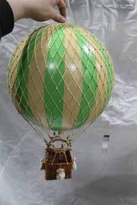 lot 256 image: Authentic Models Royal Aero Hot Air Balloon Basket Dcor Green (in box)