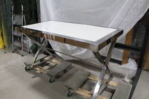 lot 206 image: Chrome Metal Table 54Lx30Wx29H
