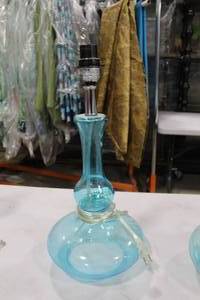 lot 277 image: Glass Vase Table Lamp Base Blue 9Dx18H