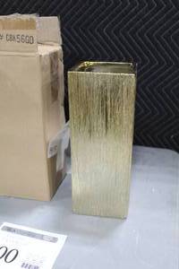 lot 300 image: Table Vase Gold  4-34Lx 4-34Wx12H (in box)
