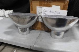 lot 297 image: Lot of (2) Polished Aluminum Table Vase 12Lx4Wx 7-12H (in box)